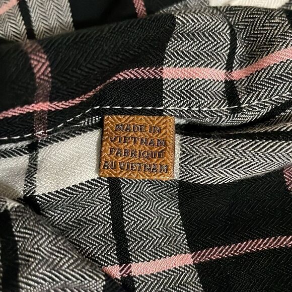 JACHS Girlfriend Capped Sleeve Plaid Shirt Size Small - Picture 8 of 10